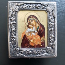 Icona russa in argento Madonna