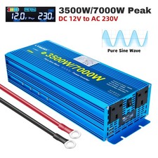 Inverter di potenza onda sinusoidale pura 3500W 7000W convertitore da 12V a 240V con LCD 2AC 2USB