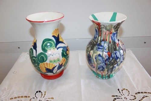 Vaso decorato mano decò - vaso,