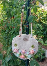 Borsetta Rotonda Elegante Con Fiori Fatto A Mano