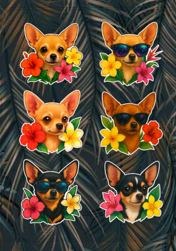 Chihuahua set adesivi - set, vinile