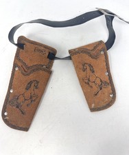 Cintura fondina pistola doppio tappo vintage in pelle giocattolo per bambini