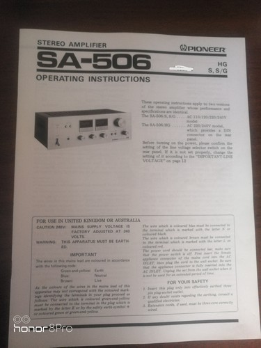 Pioneer 506 manuale uso - manuale, d'uso