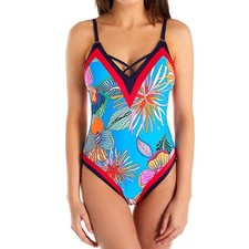 Trina Turk Costume Intero Donna Multicolor M Stampa Tropicale Mare Bikini Estate