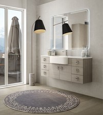 Mobile bagno sospeso moderno Florida larice, misura cm 130, con specchio a led e