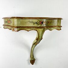 Mensola consolle antica veneziana in legno con cassetto laccata oro verde parete