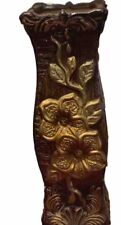 Vaso da fiori ceramica in finto legno e finiture bronzo 36 cm altezza  10x10 cm
