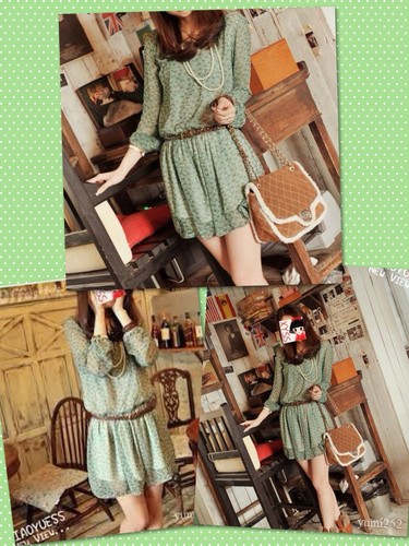 Vestito dress chiffon verdone - dress,