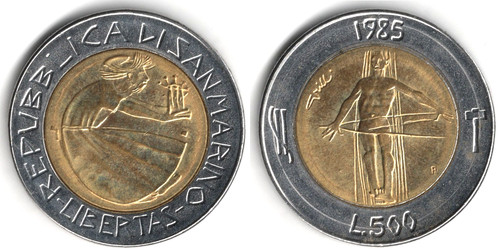 San marino 500 lire - san, 1985