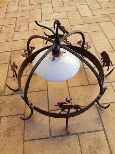 Lampadario ferro battuto stile - battuto,