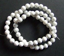 1filo/60pz perline pietre dure howlite bianca naturale  6mm bigiotteria