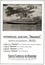 PUBBLICITA' 1932 REX TRANSATLANTICOSUPER ESPRESSO APPARECCHI SANITARI STANDARD