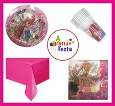  KIT ADDOBBI FESTA COMPLEANNO WINX X8X16X24X32X40 PERSONE  PIATTI BICCHIERI TOV