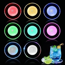 Set 8 Sottobicchieri LED Colorati Acrilici Sottobicchieri Luminosi per Bicchieri Bottiglie Festa