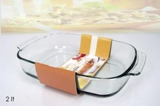 PIROFILA VETRO RETTANGOLARE CON MANICI DA 2 LT,CONTENITORE FORNO