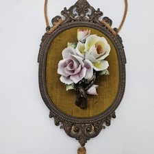 Vintage Capodimonte da Appendere quadretto Rose 