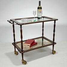 Carrello Bar Antico in Legno Portavivande con rotelle Vintage anni 50 Tavolino