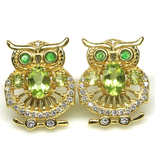 Orecchini gufo peridoto - in,