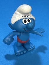 PUFFO AL MARE COSTUME MUTANDE ROSSE  5 CM PUFFI SMURFS VINTAGE PUFFO