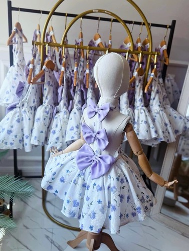 Abito bimba bianco viola