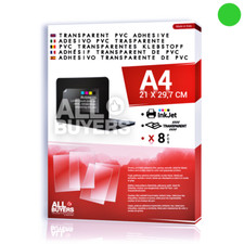 FOGLI CARTA TRASPARENTE A4 ADESIVA PER STAMPA INKJET PVC IMPERMEABILE UFFICIO
