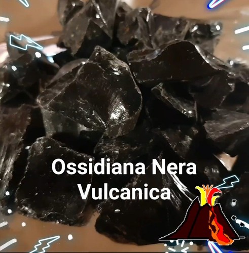 Ossidiana nera grezza - ossidiana,
