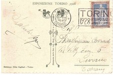 CENT.20 EMANUELE FILIBERTO CARTOLINA ESPOSIZIONE TORINO 1928 PADIGLIONE CHIMICA