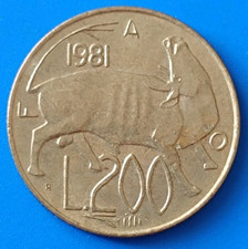 ?? SAN MARINO ?? COIN MONETA PRE EURO 200 LIRE 1981 FAO - TORO