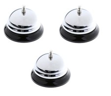 3 Campanelli Da Tavolo Lucidi In Metallo Per Reception Albergo E Ristorante 