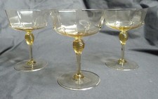 Set di tre bicchieri da champagne Vittorio Zecchin Murano Soffiato Art Decò