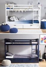 Lettino Letto a Castello Con Scala Rete a Doghe Opt. Cassettoni per