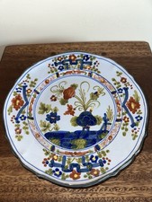 Piatto decorativo italiano Faenza Garofano dipinto a mano floreale 8,25”
