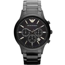 Emporio Armani AR2453 Men's Chronograph Stainless Steel Black Steel Watch - New