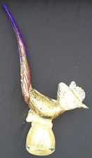 SCULTURA VETRO SOMMERSO MURANO AVEM 1930-40 ROSSO BLU ORO FAGIANO RARO UCCELLO