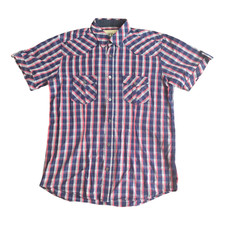 Conbipel camicia manica corta western country a quadri rosso blu anno 2012 tg.L