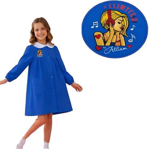 Grembiule scuola blu bottoni