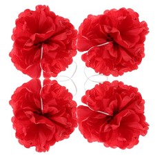  4 pon pon in tessuto rosso, decorazioni floreali per feste, matrimoni, San