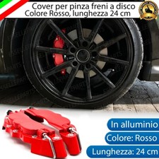 SET COVER COPRI PINZE FRENI A DISCO ROSSO 24CM in ALLUMINIO TUNING UNIVERSALI