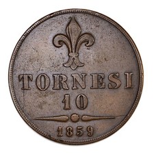REGNO DELLE DUE SICILIE Francesco II di Borbone 10 Tornesi 1859 Napoli