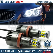 ANGEL EYES LED H8 PER BMW Serie 5 E60 E61 DA 2007 Con Fari Xenon CANbus 120W