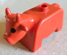 LEGO DUPLO - FATTORIA ANIMALI 1985 - MUCCA ROSSO MATTONE - 2647 - VINTAGE USATO