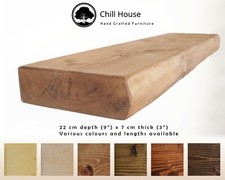 Scaffale Galleggiante Rustico Spessore Legno Massello Tondo Grosso Fatto a Mano con Staffe 9x3