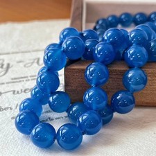 Collana Perline Giada Blu 12mm Collezione Autunno Inverno Splendida Gioielli 17"