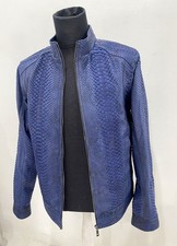 Giacca uomo pelle mucca blu