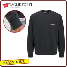 felpa uomo TAGLIE FORTI maglia girocollo cotone felpato da 3xl a 8xl Jack Jones