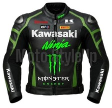 Giacca Moto Kawasaki Ninja Pelle di Vacchetta Moto Sport Corsa