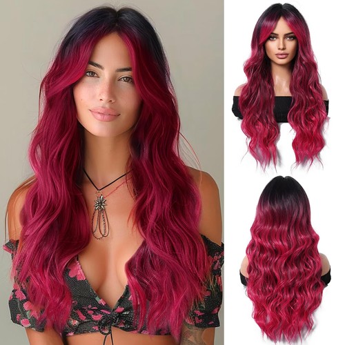 Parrucca rosso nero ombre - nero,