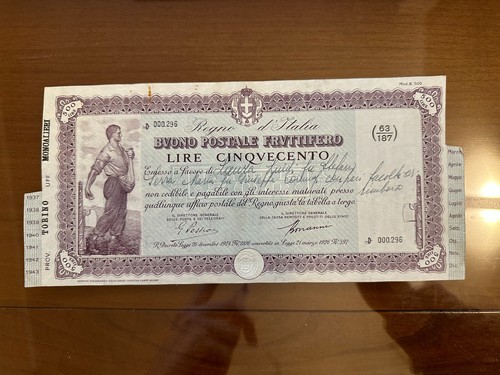 Buono postale fruttifero - fruttifero, lire