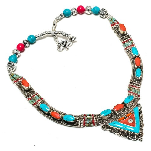 Collana turchese corallo - , rosso