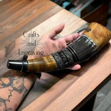 Riproduzione tromba antica battaglia corno da guerra vichingo fatta a mano pe...